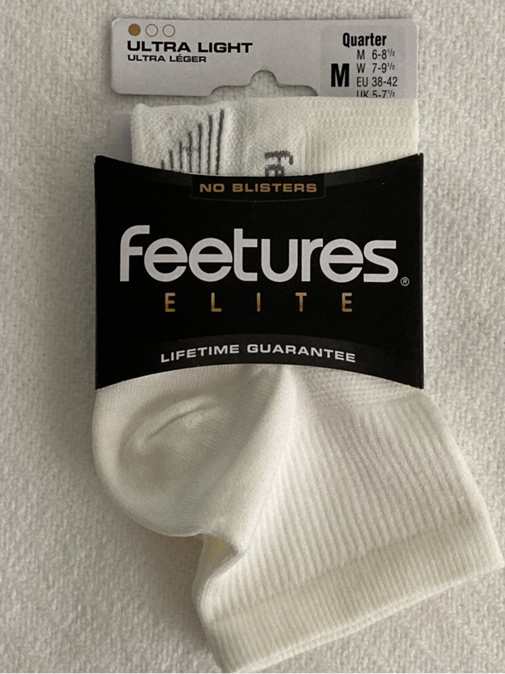 Feetures Elite No Blisters Ultra Light Quarter Compression Socks Med UNISEX New